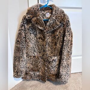 Princess Polly Leopard Print Faux Fur Coat medium